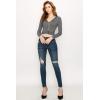 imageLock and Love Womens Premium ShortLong Sleeve Deep V Neck Slim fit Cross Wrap Crop top ShirtMade in USAWt1482hdg
