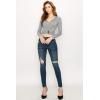 imageLock and Love Womens Premium ShortLong Sleeve Deep V Neck Slim fit Cross Wrap Crop top ShirtMade in USAWt1482heathergrey