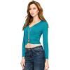imageLock and Love Womens Premium ShortLong Sleeve Deep V Neck Slim fit Cross Wrap Crop top ShirtMade in USAWt1482jade