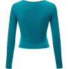 imageLock and Love Womens Premium ShortLong Sleeve Deep V Neck Slim fit Cross Wrap Crop top ShirtMade in USAWt1482jade