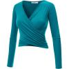 imageLock and Love Womens Premium ShortLong Sleeve Deep V Neck Slim fit Cross Wrap Crop top ShirtMade in USAWt1482jade
