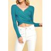imageLock and Love Womens Premium ShortLong Sleeve Deep V Neck Slim fit Cross Wrap Crop top ShirtMade in USAWt1482jade