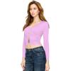 imageLock and Love Womens Premium ShortLong Sleeve Deep V Neck Slim fit Cross Wrap Crop top ShirtMade in USAWt1482lilac