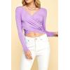 imageLock and Love Womens Premium ShortLong Sleeve Deep V Neck Slim fit Cross Wrap Crop top ShirtMade in USAWt1482lilac