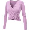 imageLock and Love Womens Premium ShortLong Sleeve Deep V Neck Slim fit Cross Wrap Crop top ShirtMade in USAWt1482lilac