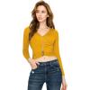 imageLock and Love Womens Premium ShortLong Sleeve Deep V Neck Slim fit Cross Wrap Crop top ShirtMade in USAWt1482mustard