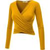 imageLock and Love Womens Premium ShortLong Sleeve Deep V Neck Slim fit Cross Wrap Crop top ShirtMade in USAWt1482mustard