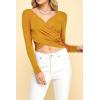 imageLock and Love Womens Premium ShortLong Sleeve Deep V Neck Slim fit Cross Wrap Crop top ShirtMade in USAWt1482mustard