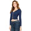 imageLock and Love Womens Premium ShortLong Sleeve Deep V Neck Slim fit Cross Wrap Crop top ShirtMade in USAWt1482navy