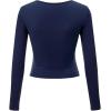 imageLock and Love Womens Premium ShortLong Sleeve Deep V Neck Slim fit Cross Wrap Crop top ShirtMade in USAWt1482navy
