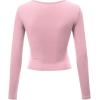 imageLock and Love Womens Premium ShortLong Sleeve Deep V Neck Slim fit Cross Wrap Crop top ShirtMade in USAWt1482pink