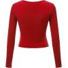 imageLock and Love Womens Premium ShortLong Sleeve Deep V Neck Slim fit Cross Wrap Crop top ShirtMade in USAWt1482red