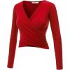 imageLock and Love Womens Premium ShortLong Sleeve Deep V Neck Slim fit Cross Wrap Crop top ShirtMade in USAWt1482red