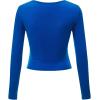 imageLock and Love Womens Premium ShortLong Sleeve Deep V Neck Slim fit Cross Wrap Crop top ShirtMade in USAWt1482royalbrite