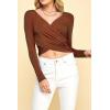 imageLock and Love Womens Premium ShortLong Sleeve Deep V Neck Slim fit Cross Wrap Crop top ShirtMade in USAWt1482rust