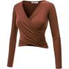 imageLock and Love Womens Premium ShortLong Sleeve Deep V Neck Slim fit Cross Wrap Crop top ShirtMade in USAWt1482rust