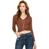 imageLock and Love Womens Premium ShortLong Sleeve Deep V Neck Slim fit Cross Wrap Crop top ShirtMade in USAWt1482rust