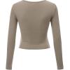 imageLock and Love Womens Premium ShortLong Sleeve Deep V Neck Slim fit Cross Wrap Crop top ShirtMade in USAWt1482taupe