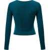 imageLock and Love Womens Premium ShortLong Sleeve Deep V Neck Slim fit Cross Wrap Crop top ShirtMade in USAWt1482teal