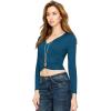 imageLock and Love Womens Premium ShortLong Sleeve Deep V Neck Slim fit Cross Wrap Crop top ShirtMade in USAWt1482teal