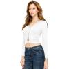 imageLock and Love Womens Premium ShortLong Sleeve Deep V Neck Slim fit Cross Wrap Crop top ShirtMade in USAWt1482white