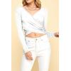 imageLock and Love Womens Premium ShortLong Sleeve Deep V Neck Slim fit Cross Wrap Crop top ShirtMade in USAWt1482white
