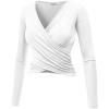 imageLock and Love Womens Premium ShortLong Sleeve Deep V Neck Slim fit Cross Wrap Crop top ShirtMade in USAWt1482white