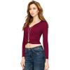 imageLock and Love Womens Premium ShortLong Sleeve Deep V Neck Slim fit Cross Wrap Crop top ShirtMade in USAWt1482wine