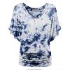 imageLock and Love Womens Short Sleeve Crew NeckV Neck TieDye Dolman Tunic TopWt1116whitenavy