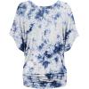 imageLock and Love Womens Short Sleeve Crew NeckV Neck TieDye Dolman Tunic TopWt1116whitenavy