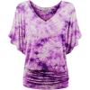 imageLock and Love Womens Short Sleeve Crew NeckV Neck TieDye Dolman Tunic TopWt1116whitepurple