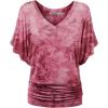 imageLock and Love Womens Short Sleeve Crew NeckV Neck TieDye Dolman Tunic TopWt1116wine