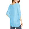 imageLock and Love Womens Solid Scoop Neck Short Sleeve Loose Blouse Batwing Dolman Top OversizeWt1073aqua
