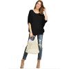 imageLock and Love Womens Solid Scoop Neck Short Sleeve Loose Blouse Batwing Dolman Top OversizeWt1073black