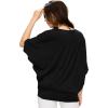 imageLock and Love Womens Solid Scoop Neck Short Sleeve Loose Blouse Batwing Dolman Top OversizeWt1073black