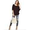 imageLock and Love Womens Solid Scoop Neck Short Sleeve Loose Blouse Batwing Dolman Top OversizeWt1073brown