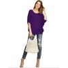 imageLock and Love Womens Solid Scoop Neck Short Sleeve Loose Blouse Batwing Dolman Top OversizeWt1073darkpurple