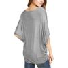 imageLock and Love Womens Solid Scoop Neck Short Sleeve Loose Blouse Batwing Dolman Top OversizeWt1073heathergrey
