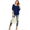 imageLock and Love Womens Solid Scoop Neck Short Sleeve Loose Blouse Batwing Dolman Top OversizeWt1073navy