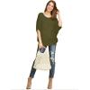 imageLock and Love Womens Solid Scoop Neck Short Sleeve Loose Blouse Batwing Dolman Top OversizeWt1073olive