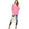imageLock and Love Womens Solid Scoop Neck Short Sleeve Loose Blouse Batwing Dolman Top OversizeWt1073pink