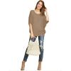 imageLock and Love Womens Solid Scoop Neck Short Sleeve Loose Blouse Batwing Dolman Top OversizeWt1073taupe
