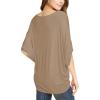 imageLock and Love Womens Solid Scoop Neck Short Sleeve Loose Blouse Batwing Dolman Top OversizeWt1073taupe