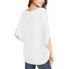 imageLock and Love Womens Solid Scoop Neck Short Sleeve Loose Blouse Batwing Dolman Top OversizeWt1073white