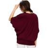 imageLock and Love Womens Solid Scoop Neck Short Sleeve Loose Blouse Batwing Dolman Top OversizeWt1073wine