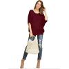 imageLock and Love Womens Solid Scoop Neck Short Sleeve Loose Blouse Batwing Dolman Top OversizeWt1073wine