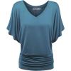 imageLock and Love Womens Versatile Casual Short Sleeve Dolman Top  Loose Fit Boat Neck ampamp VNeck TShirtBlue