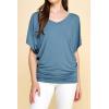 imageLock and Love Womens Versatile Casual Short Sleeve Dolman Top  Loose Fit Boat Neck ampamp VNeck TShirtBlue
