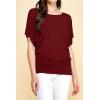 imageLock and Love Womens Versatile Casual Short Sleeve Dolman Top  Loose Fit Boat Neck ampamp VNeck TShirtDark Red