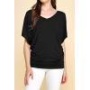 imageLock and Love Womens Versatile Casual Short Sleeve Dolman Top  Loose Fit Boat Neck ampamp VNeck TShirtWt1038black